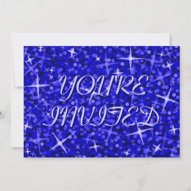 Glitz Dark Blue 'You're Invited' blue text Invitation (Front)