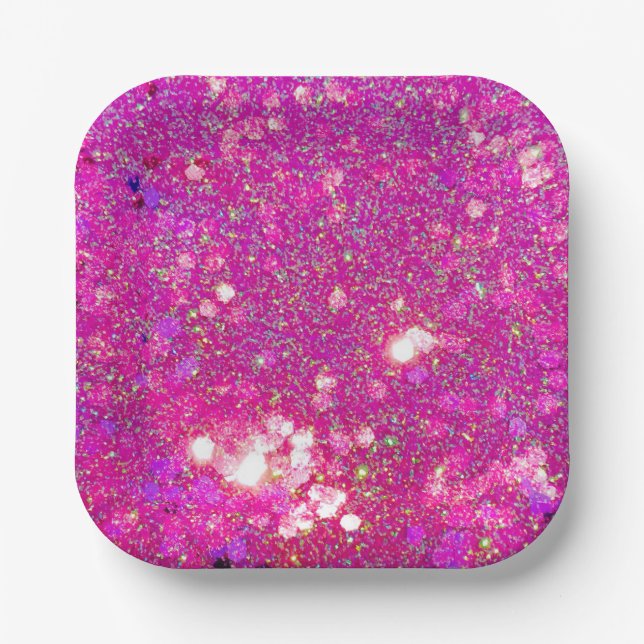 Glitz Glam Glitter Pink Aurora Party Paper Plates! Paper Plate (Front)
