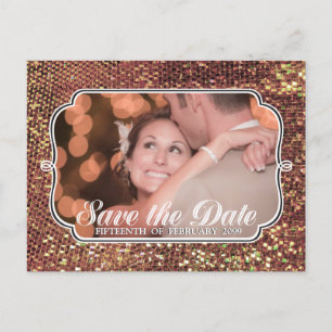 Glitz Glam Gold Save the Date Photo Postcard