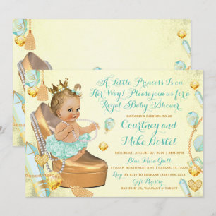 Glitz & Glam Mint Green & Yellow Baby Shower Invitation