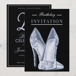 Glitz & Glamour Blue 25th Birthday Invitation
