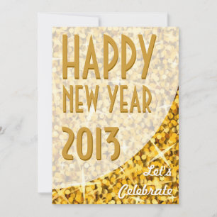 Glitz "Gold" curve "Happy New Year" invitation