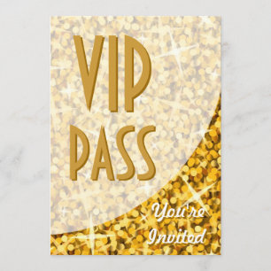 Glitz "Gold" curve "VIP Pass" invitation