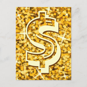 Glitz "Gold" dollar '$' postcard
