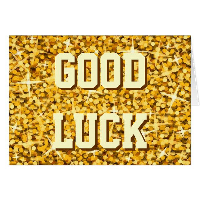 Glitz "Gold" 'Good Luck' 'Your Text' card (Front Horizontal)
