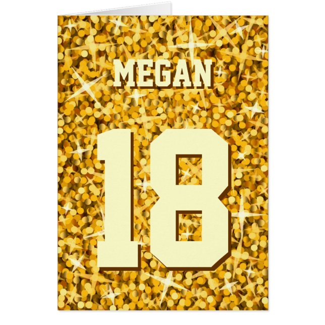 Glitz Gold 'Name and Age' 'Happy Birthday' card (Front)
