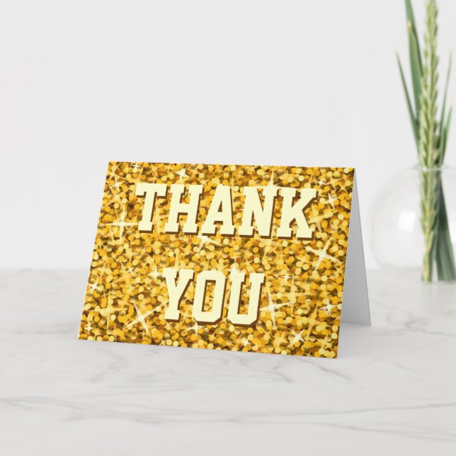 Glitz "Gold" 'Thank You' 'Your Text' card (Front)