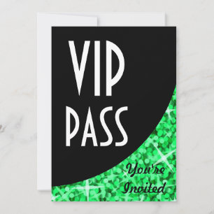Glitz Green black curve "VIP Pass" invitation