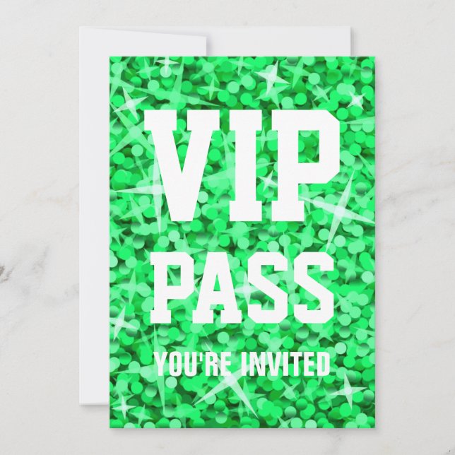 Glitz Green 'VIP PASS' invitation (Front)