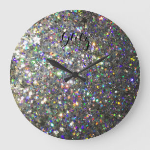 Glitz Hologram Glitter Wall Clock! Large Clock
