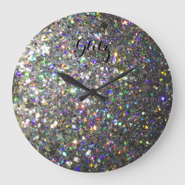Glitz Hologram Glitter Wall Clock! Large Clock (Front)