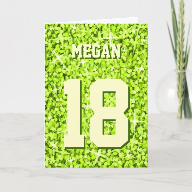 Glitz Lime 'Name and Age' 'Happy Birthday' card (Front)