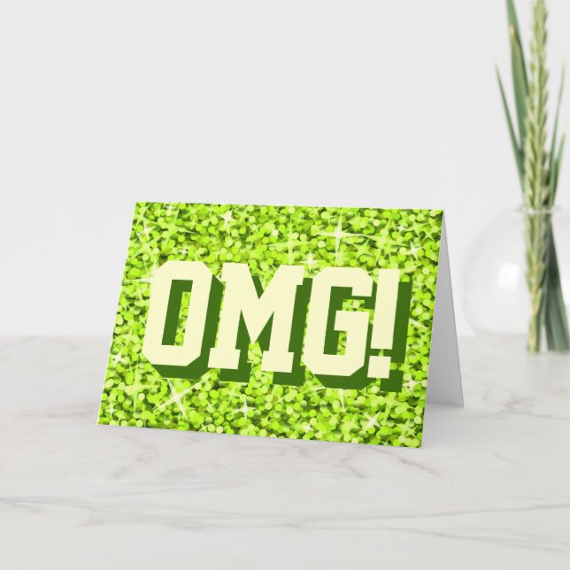 Glitz Lime 'OMG!' Happy Birthday greetings card (Front)
