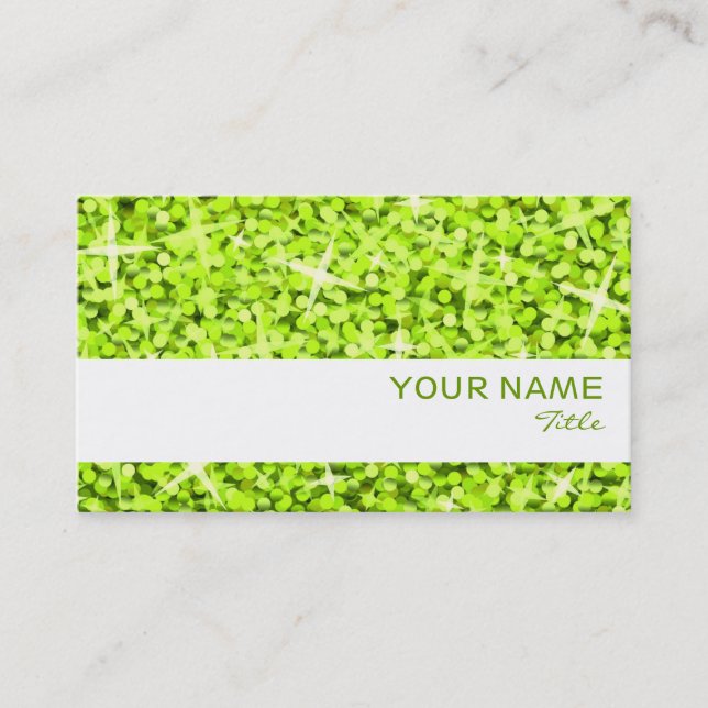 Glitz Lime white stripe business card template (Front)