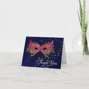 Glitz Masquerade Sweet 16 Party Thank You Card