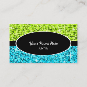 Glitz Mix Lime Blue black oval business card