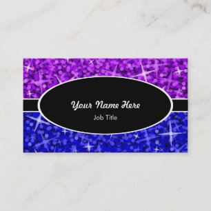 Glitz Mix Purple Blue black oval business card