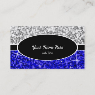 Glitz Mix "Silver" Dark Blue black oval business Business Card