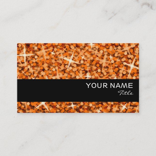 Glitz Orange black stripe business card template (Front)