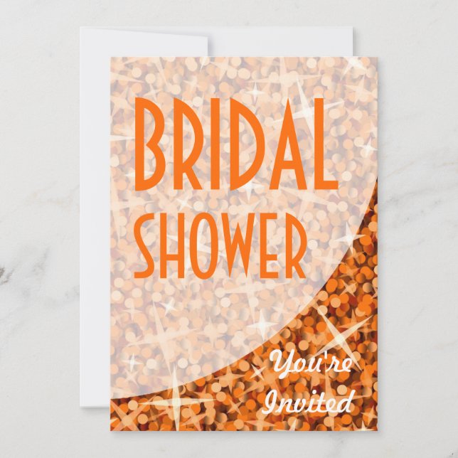 Glitz Orange curve 'Bridal Shower' invitation (Front)