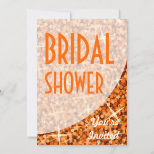 Glitz Orange curve 'Bridal Shower' invitation