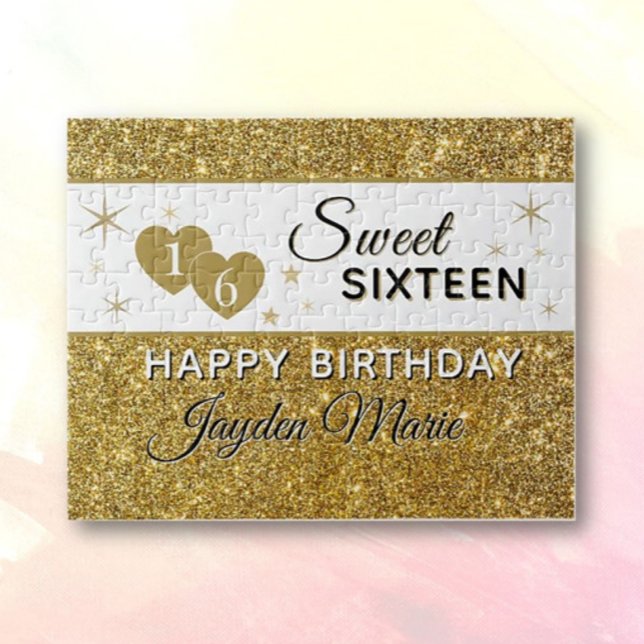 Glitz!! Personalized Sweet 16 birthday Jigsaw Puzzle (Creator Uploaded)