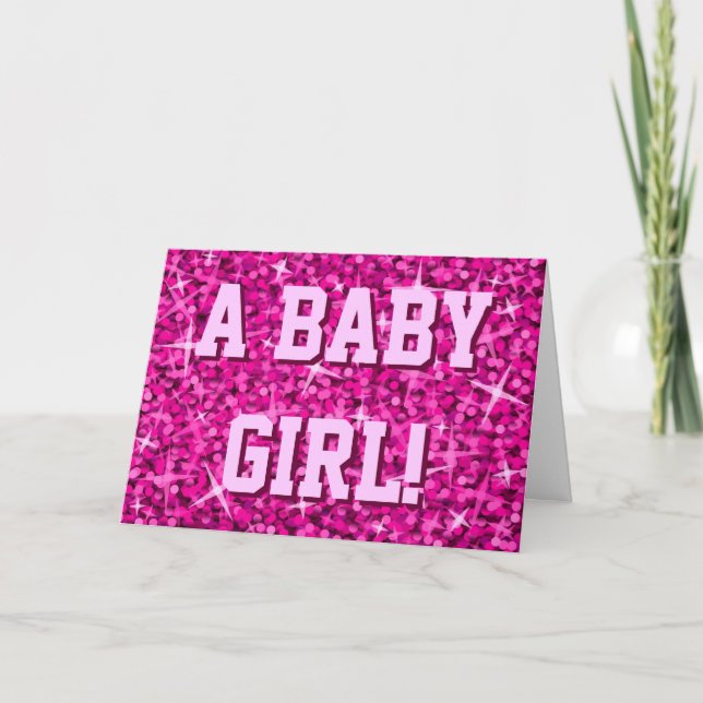 Glitz Pink 'Baby Girl' 'Congratulations!' card (Front)