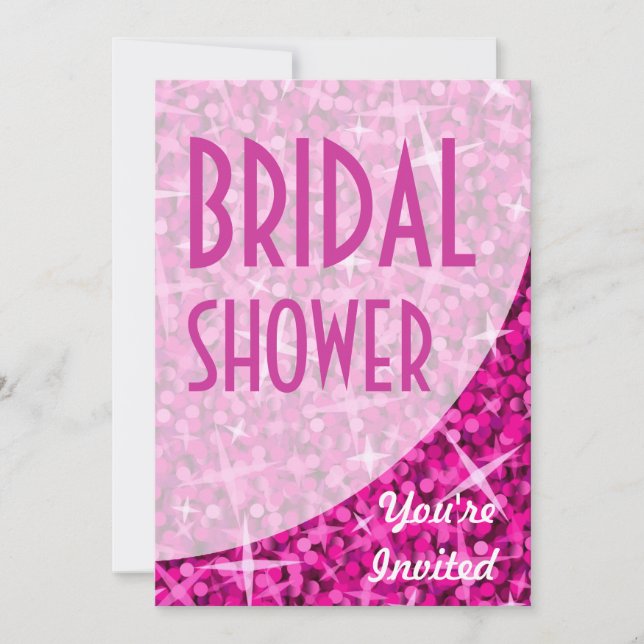 Glitz Pink curve 'Bridal Shower' invitation (Front)