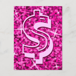 Glitz Pink dollar '$' postcard