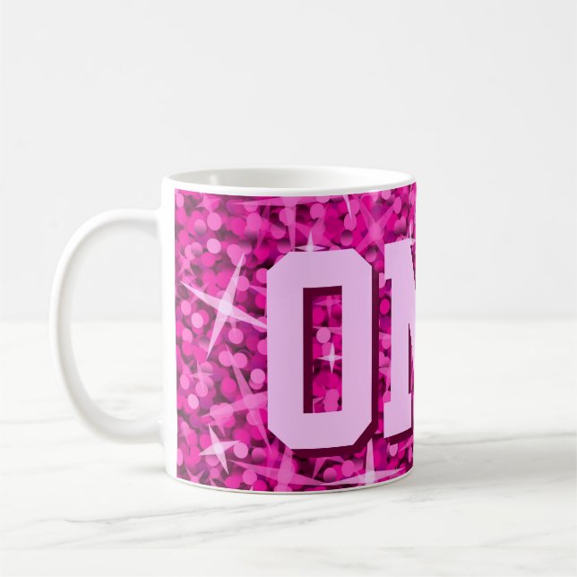 Glitz Pink print mug 'OMG!' (Left)