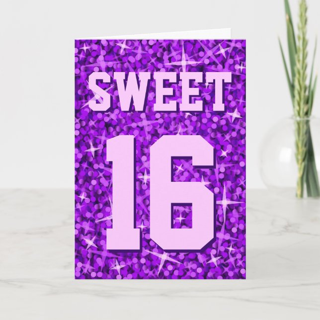 Glitz Pink 'Sweet 16' 'Happy Birthday' card (Front)