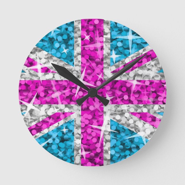 Glitz Pink UK clock round (Front)