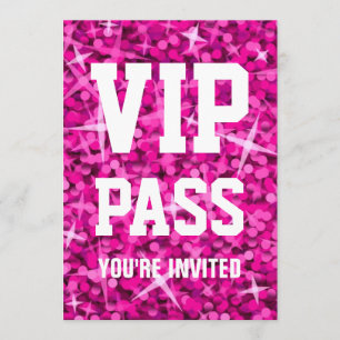 Glitz Pink 'VIP PASS' invitation