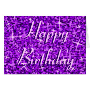 Glitz Purple 'Happy Birthday' ribbon text card