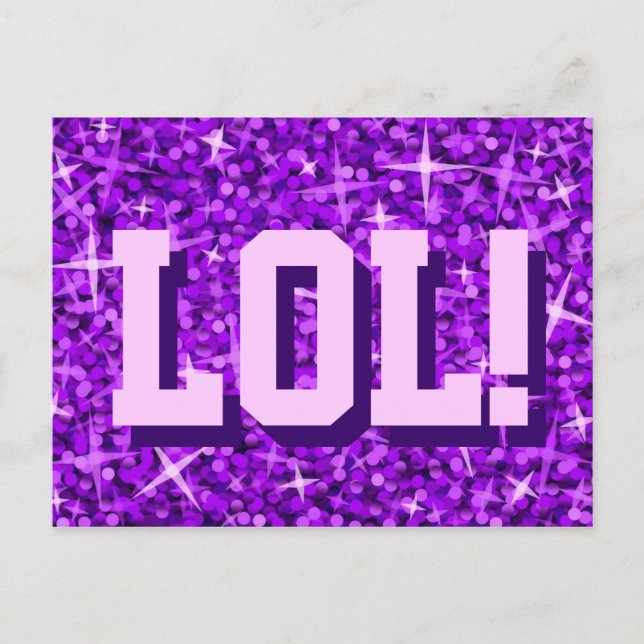 Glitz Purple 'LOL!' postcard (Front)