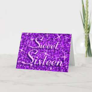 Glitz Purple 'Sweet Sixteen' 'Happy Birthday' card