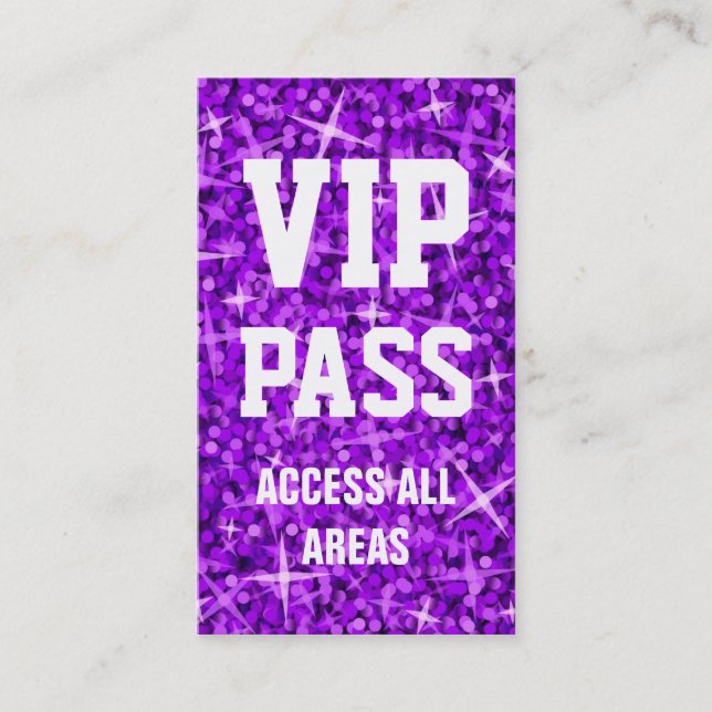 Glitz Purple 'VIP PASS' business card (Front)