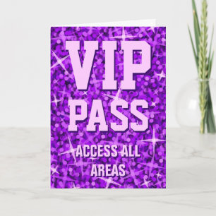 Glitz Purple 'VIP Pass' Valentine's Day card