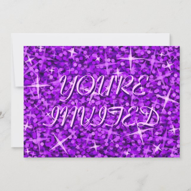 Glitz Purple 'You're Invited' lilac text Invitation (Front)