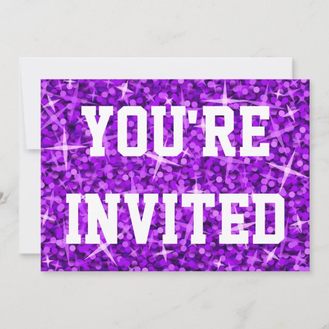 Glitz Purple 'You're Invited' white text Invitation (Front)