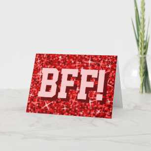 Glitz Red 'BFF!' 'Happy Birthday' greetings card