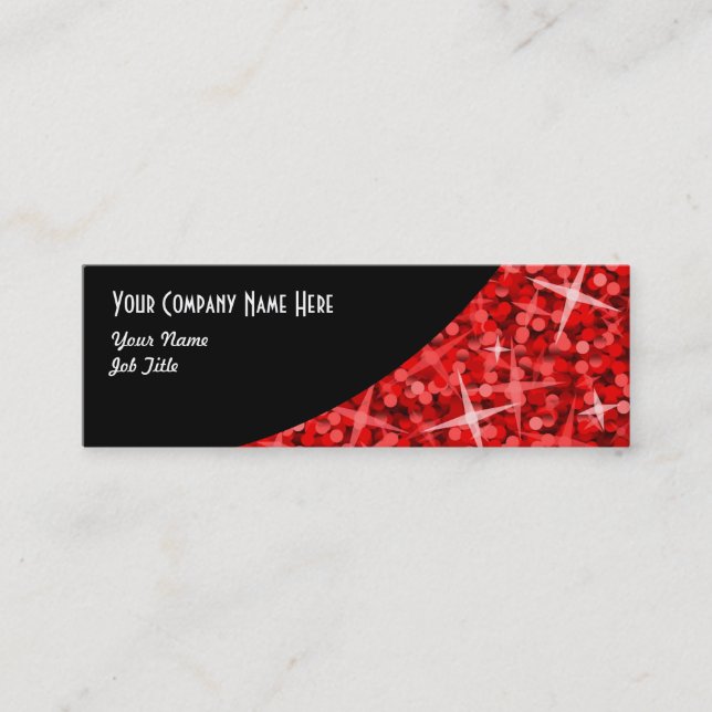 Glitz Red Black Curve business card skinny (Front)