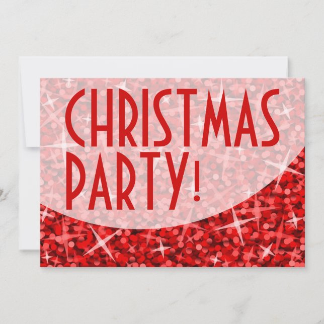 Glitz Red curve 'Christmas Party' invitation (Front)