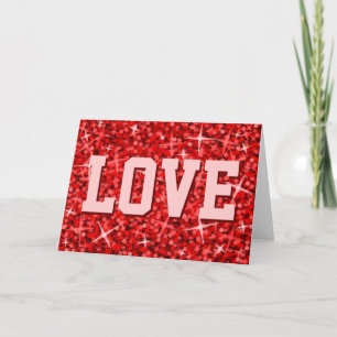 Glitz Red 'LOVE' greetings card