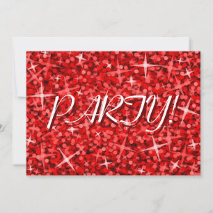 Glitz Red 'Party!' invitation Christmas