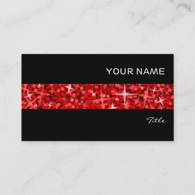 Glitz Red stripe business card black (Front)