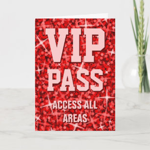 Glitz Red 'VIP Pass' Valentine's Day card