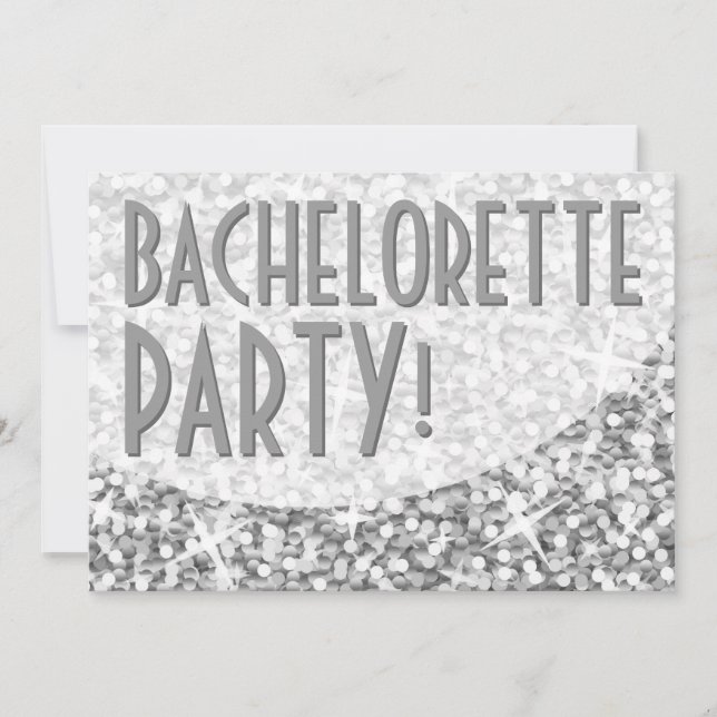 Glitz "Silver" curve 'Bachelorette Party' Invitation (Front)