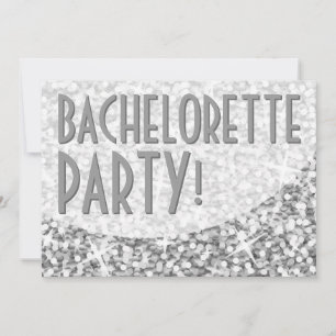Glitz "Silver" curve 'Bachelorette Party' Invitation