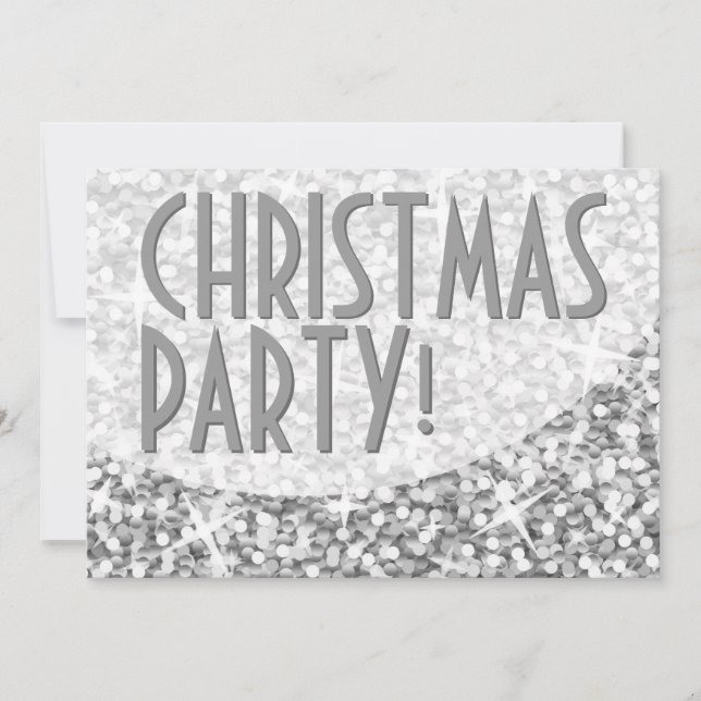 Glitz "Silver" curve 'Christmas Party' invitation (Front)